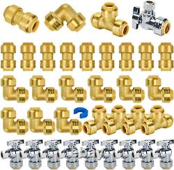 SUNGATOR Push Plumbing Fitting Kit 1/2 Inch, 10 Each Straight Coupling, Elbow, 5