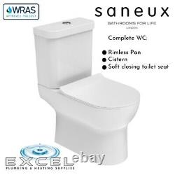 Saneux Air Rimless Closed Coupled Toilet With Cistern & Soft Close Seat, WRAS