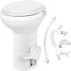 Serenelife Rv Plastic Bowl Gravity Flush Toilet With Hose Connector, Hand Sprayer