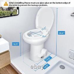 SereneLife RV Plastic Bowl Gravity Flush Toilet with Hose Connector, Hand Sprayer