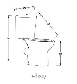 Sm-Art Round Rimless Open Back close coupled Toilet pan WC Slim Close Soft Seat
