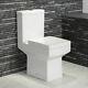 Square Modern Close Coupled Toilet Pan Wc Cistern Wrapover Soft Close Seat