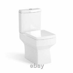 Square Modern Close Coupled Toilet Pan WC Cistern Wrapover soft close seat