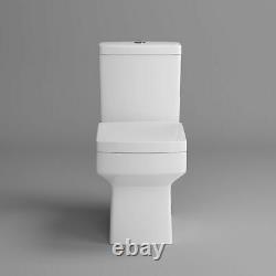 Square Modern Close Coupled Toilet Pan WC Cistern Wrapover soft close seat