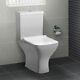 Square Short Projection Close Coupled Toilet Pan Wc Open Back Soft Close Seat