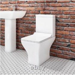 Square Short Projection Close Coupled Toilet Pan WC Open Back soft close Seat