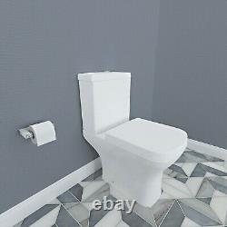 Square Toilet Close Coupled Soft Close Seat Cistern Modern Bathroom WC Pan