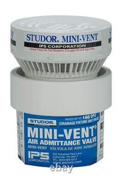 Studor 20341 Mini-Vent Air Admittance Valve with PVC Adapter, 1-1/2- or 2-Inc