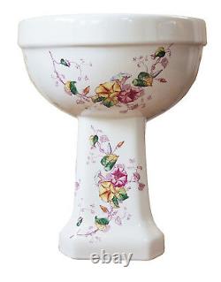 TRTC Floral Multicoloured Close Coupled Toilet Traditional Victorian Edwardian