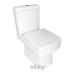 Toilet Ceramic Close Coupled Soft Close Seat Cistern Modern Bathroom Square WC