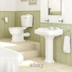 Traditional 2 Piece Bathroom Suite Close Coupled Toilet & Full Pedestal Basin