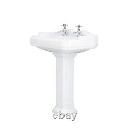 Traditional 2 Piece Bathroom Suite Close Coupled Toilet & Full Pedestal Basin