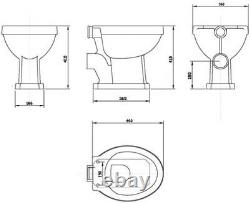 Traditional Bathroom Toilet Pan Cistern High Level Gloss Oak Seat Ceramic Flush