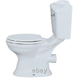 Traditional Close Coupled Toilet White Ceramic Pan Cistern Seat WC Lever Flush