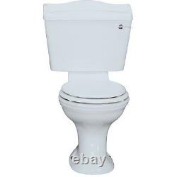 Traditional Close Coupled Toilet White Ceramic Pan Cistern Seat WC Lever Flush