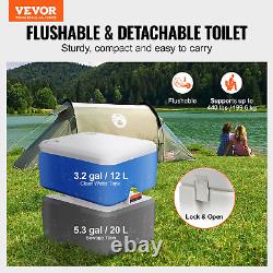 VEVOR Portable Toilet for Camping 5.3 Gal Waste Tank & 3.2 Gal Flush Tank Pr