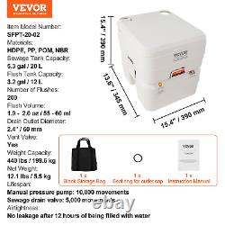 VEVOR Portable Toilet for Camping 5.3 Gal Waste Tank & 3.2 Gal Flush Tank Pr