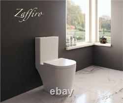 Zaffiro Rimless Close Coupled open back Toilet Pan WC soft seat Seat